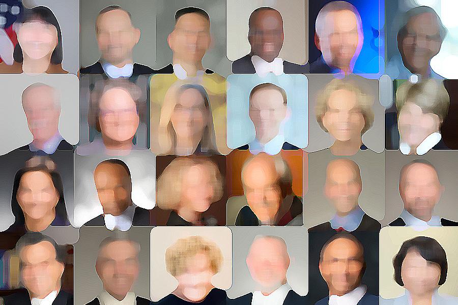 Blurred collage of portraits