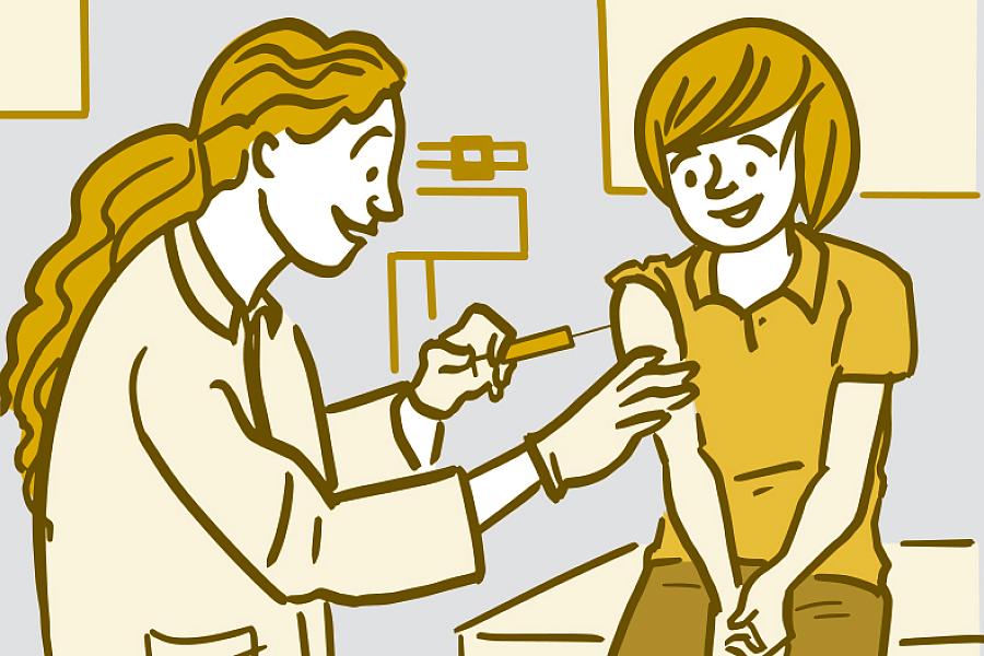 Illustration of a woman getting a vaccination